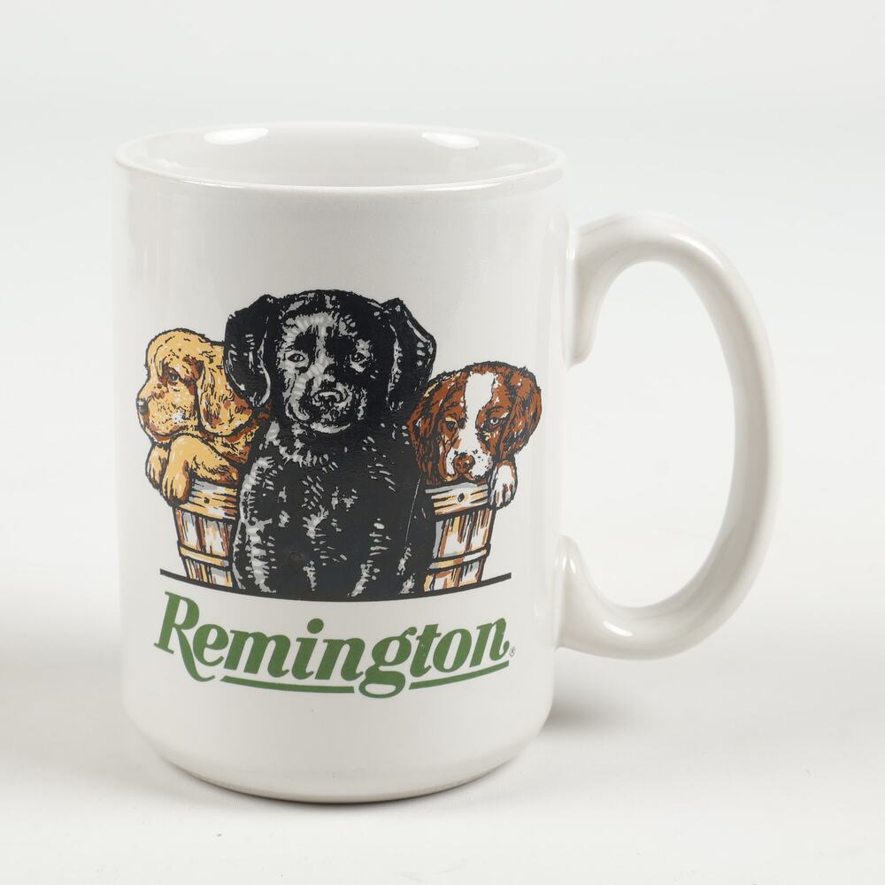 Vtg 1995 Remington Hunting Dog Puppy Collectible Novelty Ceramic Coffee Mug